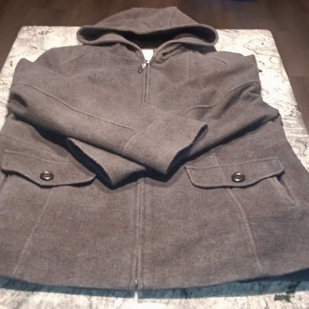 Men's XL grey hooded pea coat